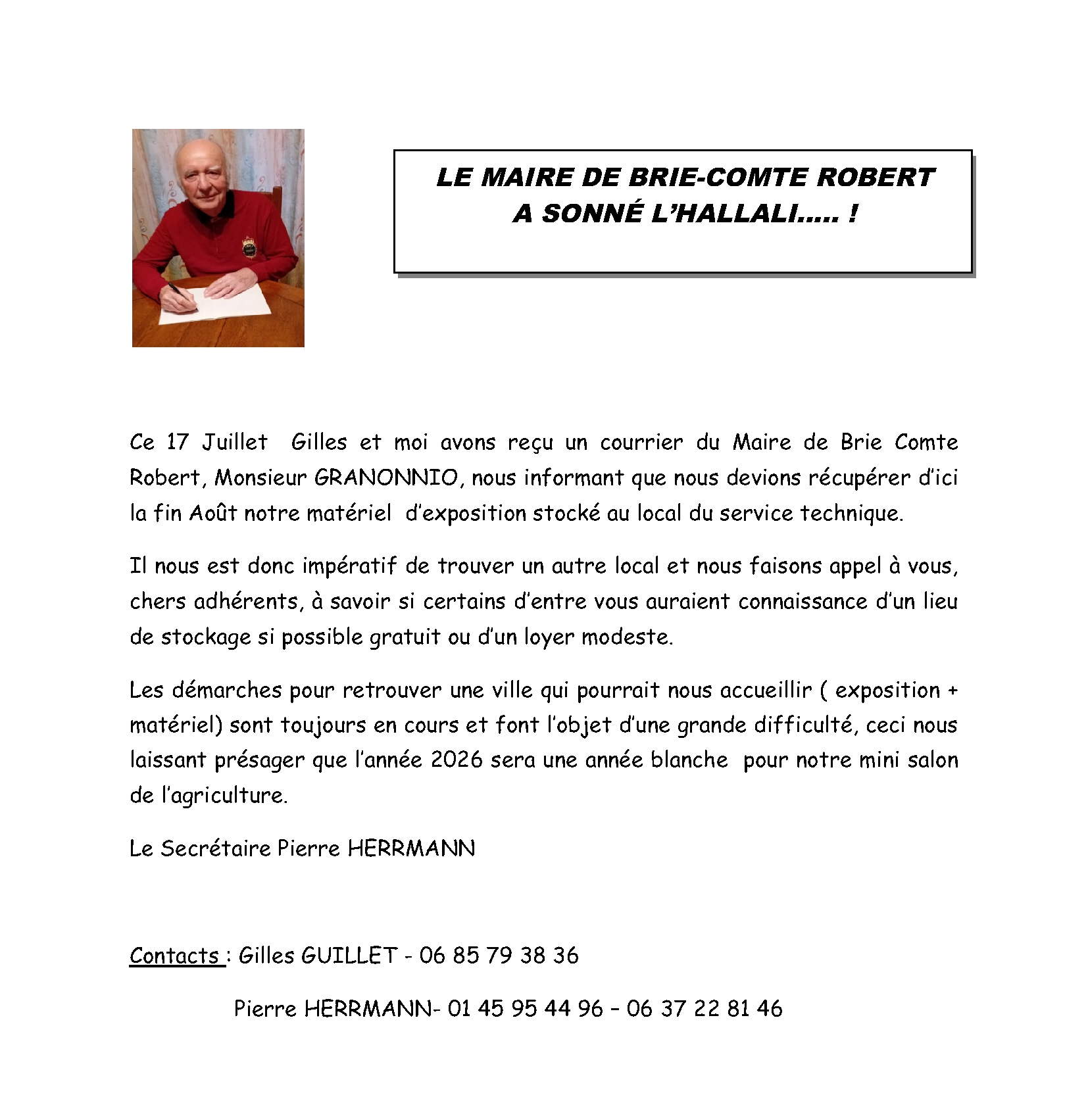 Appel aux adherents