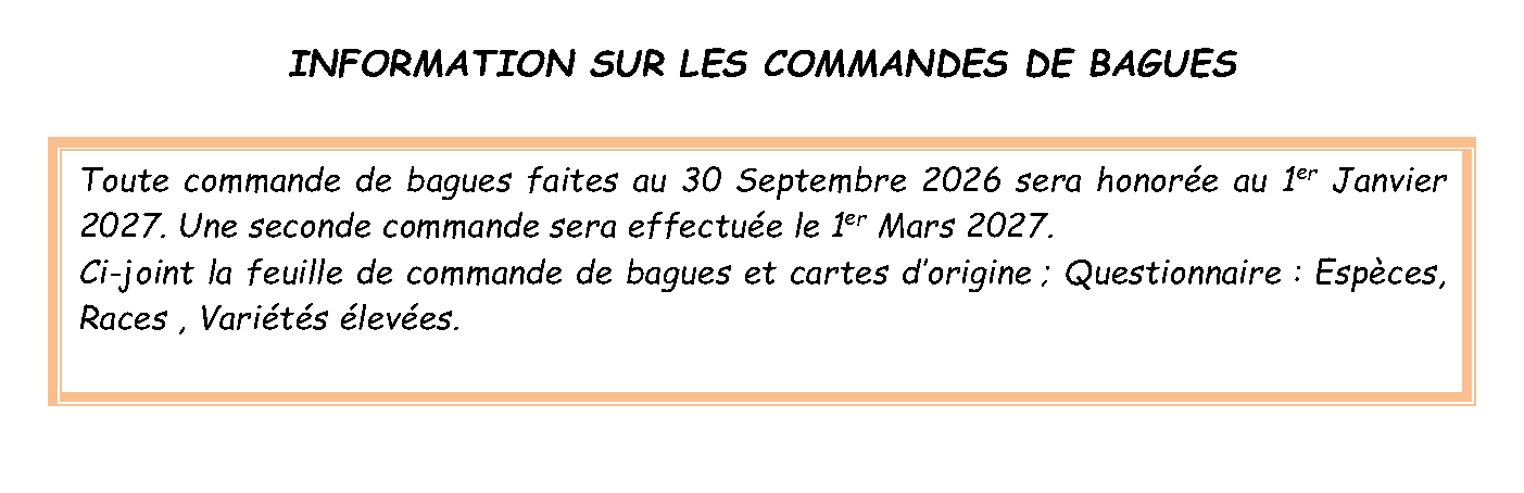 Information sur les commandes de bagues