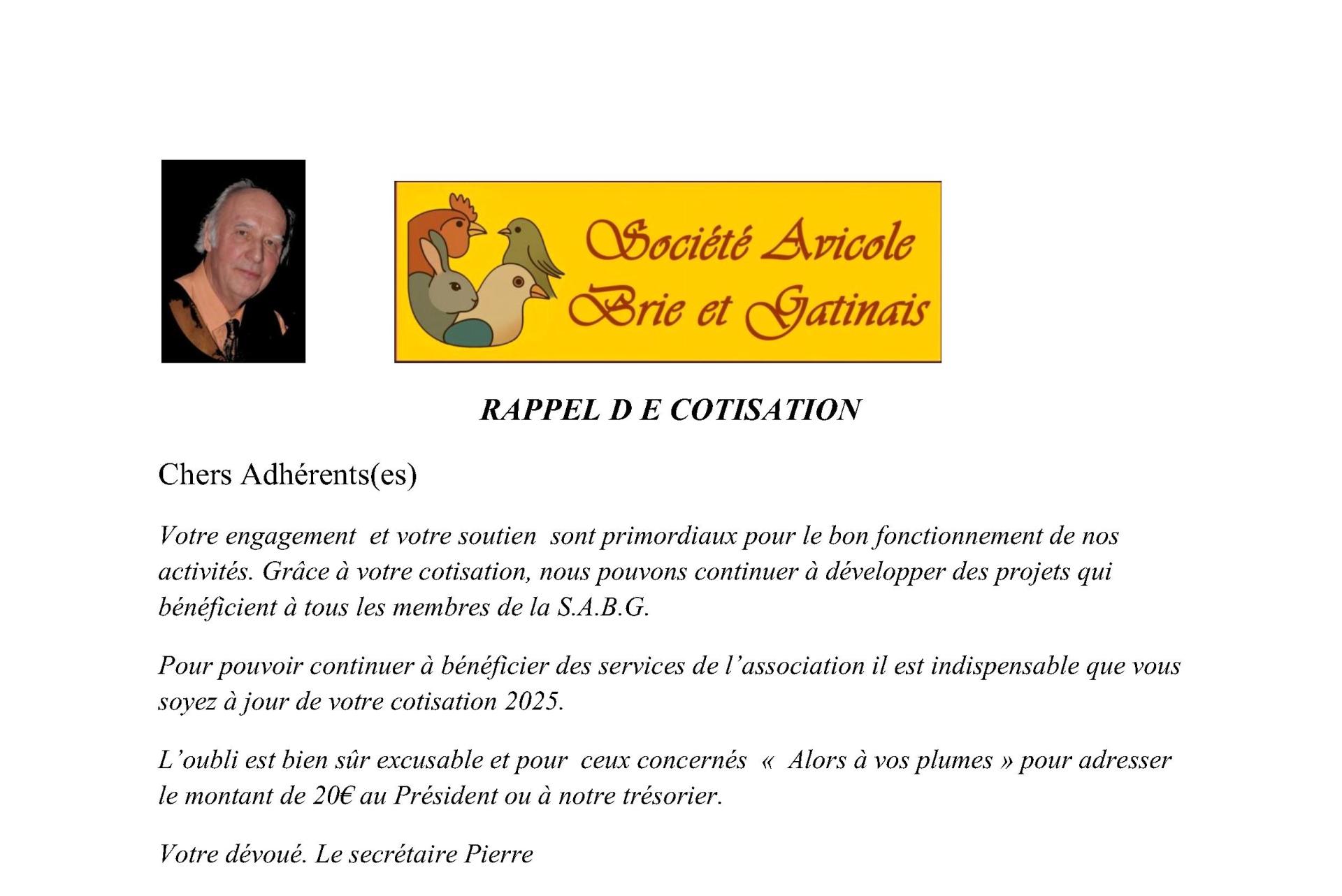 Rappel de cotisation 1