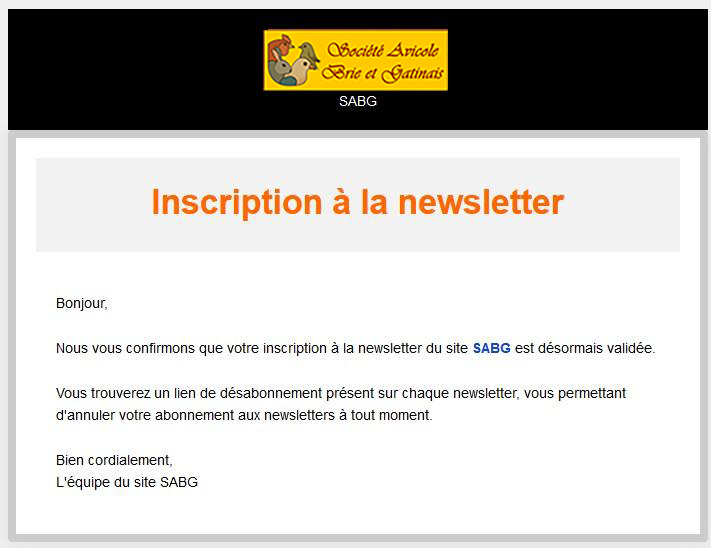 Validation de la newletteur